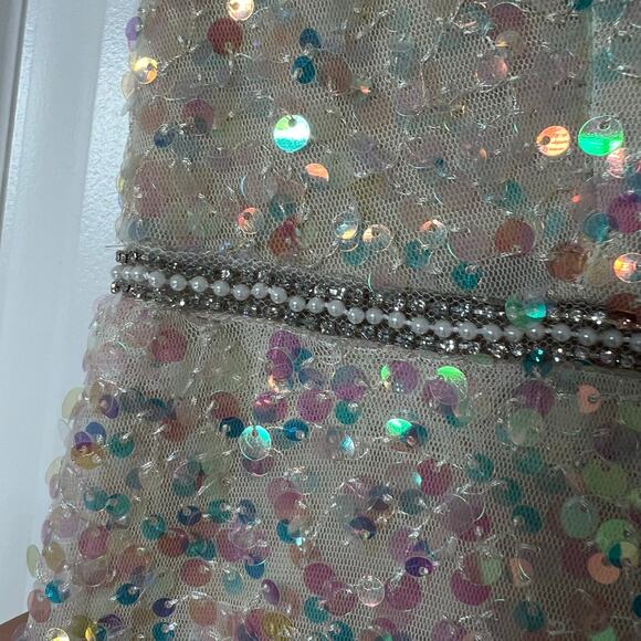 NEW Say Yes Sequin Tiered Gown Prom Multi color Dress‎ Iridescent - Picture 8 of 11